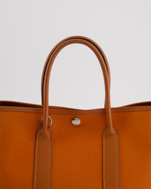 Hermès Garden Party 30cm Bag in Potiron Orange Canvas and Terre Battue Negonda Leather with Palladium Hardware