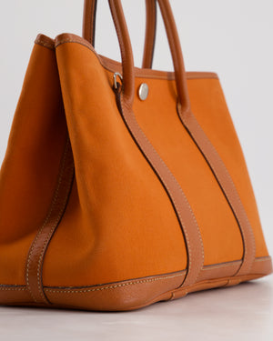 Hermès Garden Party 30cm Bag in Potiron Orange Canvas and Terre Battue Negonda Leather with Palladium Hardware