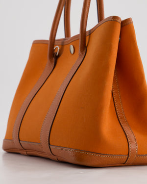 Hermès Garden Party 30cm Bag in Potiron Orange Canvas and Terre Battue Negonda Leather with Palladium Hardware