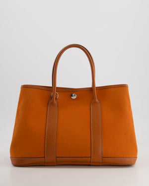 Hermès Garden Party 30cm Bag in Potiron Orange Canvas and Terre Battue Negonda Leather with Palladium Hardware