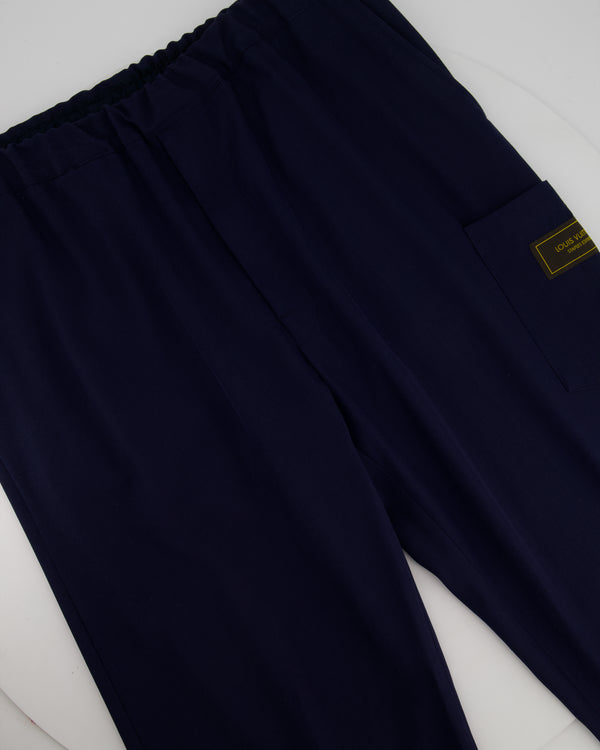 Louis Vuitton Menswear Navy Drawstring Trousers with Logo Patch Detail Size FR 46 (UK XL)