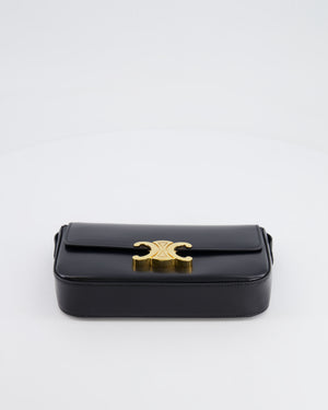 Celine Black Claude Shoulder Bag in Shiny Calfskin with Gold Hardware RRP £2150