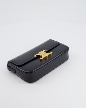 Celine Black Claude Shoulder Bag in Shiny Calfskin with Gold Hardware RRP £2150