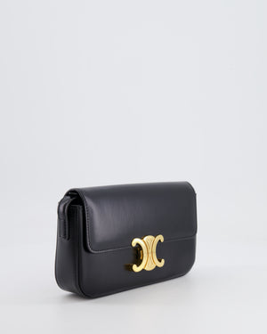 Celine Black Claude Shoulder Bag in Shiny Calfskin with Gold Hardware RRP £2150