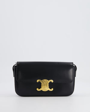 Celine Black Claude Shoulder Bag in Shiny Calfskin with Gold Hardware RRP £2150