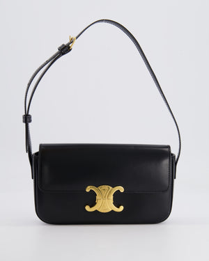 Celine Black Claude Shoulder Bag in Shiny Calfskin with Gold Hardware RRP £2150