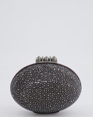 Christian Louboutin Silver Crystal Embellished Mina Clutch Bag