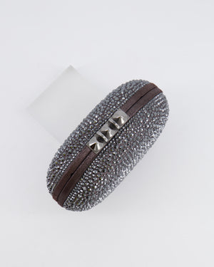 Christian Louboutin Silver Crystal Embellished Mina Clutch Bag