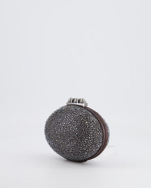 Christian Louboutin Silver Crystal Embellished Mina Clutch Bag