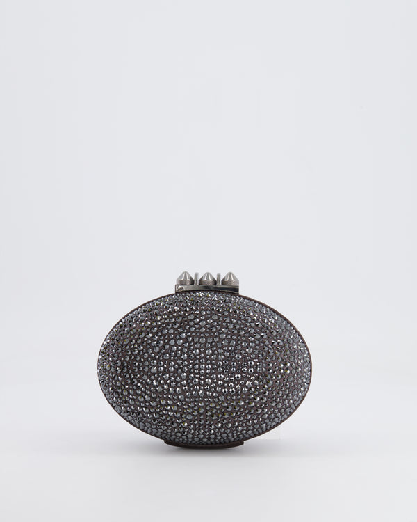 Christian Louboutin Silver Crystal Embellished Mina Clutch Bag