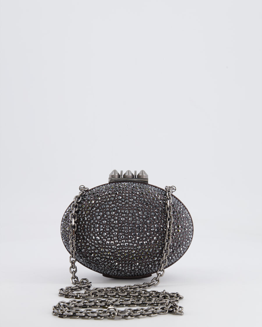 Christian Louboutin Silver Crystal Embellished Mina Clutch Bag