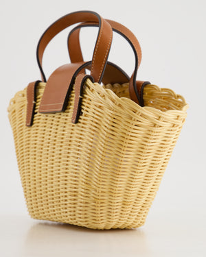 Celine Teen Couffin Basket Bag in Whicker and Neutral Calfskin Leather with Gold Logo