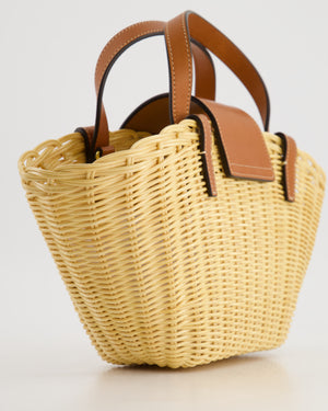 Celine Teen Couffin Basket Bag in Whicker and Neutral Calfskin Leather with Gold Logo