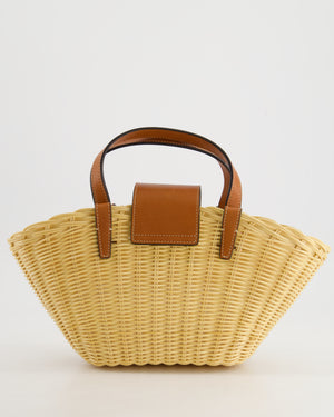 Celine Teen Couffin Basket Bag in Whicker and Neutral Calfskin Leather with Gold Logo