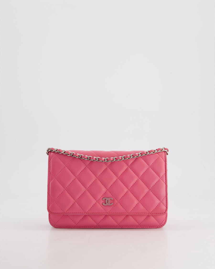 Chanel Hot Pink Lambskin Wallet on Chain Bag with Silver Hardware