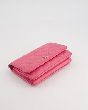 Chanel Hot Pink Lambskin Wallet on Chain Bag with Silver Hardware