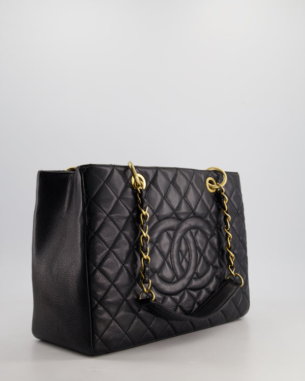 *AMAZING SHAPE* Chanel Black Caviar GST Grand Shopper Tote Bag with Gold Hardware