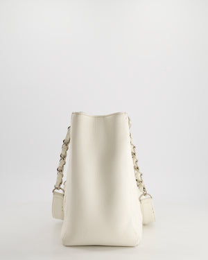 Chanel White Caviar GST Grand Shopper Tote Bag with Silver Hardware