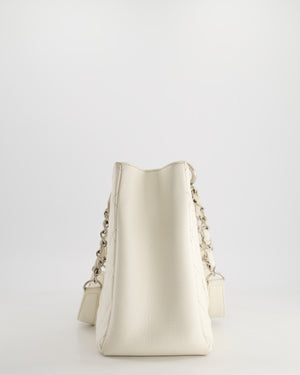 Chanel White Caviar GST Grand Shopper Tote Bag with Silver Hardware