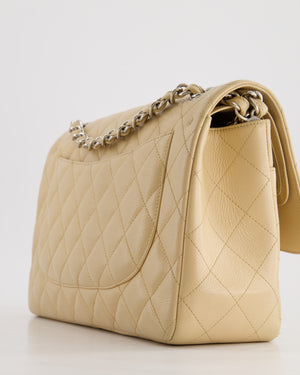 Chanel Beige Jumbo Classic Double Flap Bag in Caviar Leather with Silver Hardware RRP £9,240