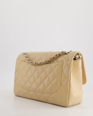 Chanel Beige Jumbo Classic Double Flap Bag in Caviar Leather with Silver Hardware RRP £9,240