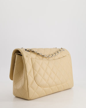 Chanel Beige Jumbo Classic Double Flap Bag in Caviar Leather with Silver Hardware RRP £9,240