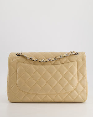 Chanel Beige Jumbo Classic Double Flap Bag in Caviar Leather with Silver Hardware RRP £9,240