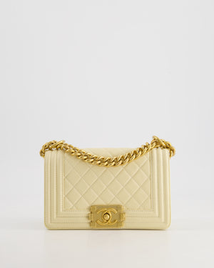 Chanel Cream Small Boy Bag in Lambskin Leather with Brushed Gold Hardware