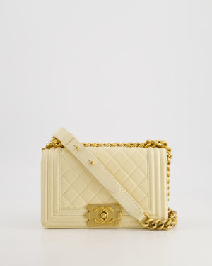 Chanel Cream Small Boy Bag in Lambskin Leather with Brushed Gold Hardware