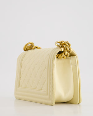 Chanel Cream Small Boy Bag in Lambskin Leather with Brushed Gold Hardware