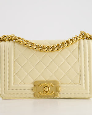 Chanel Cream Small Boy Bag in Lambskin Leather with Brushed Gold Hardware