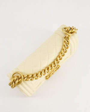 Chanel Cream Small Boy Bag in Lambskin Leather with Brushed Gold Hardware