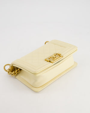 Chanel Cream Small Boy Bag in Lambskin Leather with Brushed Gold Hardware