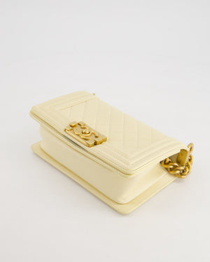 Chanel Cream Small Boy Bag in Lambskin Leather with Brushed Gold Hardware