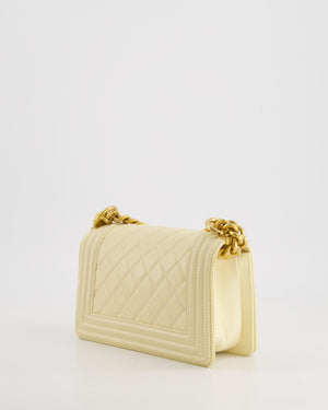 Chanel Cream Small Boy Bag in Lambskin Leather with Brushed Gold Hardware