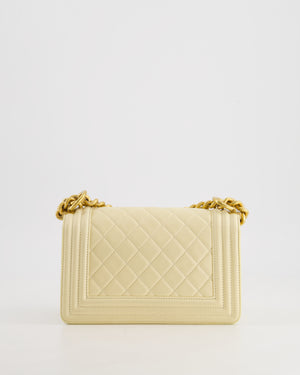 Chanel Cream Small Boy Bag in Lambskin Leather with Brushed Gold Hardware