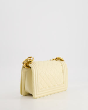 Chanel Cream Small Boy Bag in Lambskin Leather with Brushed Gold Hardware