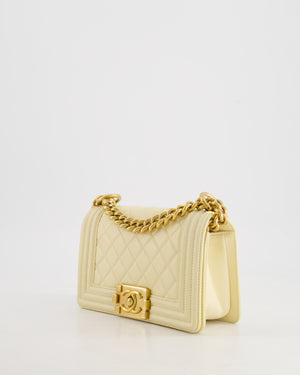 Chanel Cream Small Boy Bag in Lambskin Leather with Brushed Gold Hardware