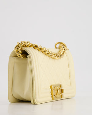 Chanel Cream Small Boy Bag in Lambskin Leather with Brushed Gold Hardware