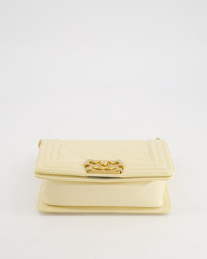 Chanel Cream Small Boy Bag in Lambskin Leather with Brushed Gold Hardware