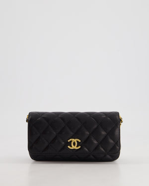 Chanel Black Single Flap Cross-Body Bag in Caviar Leather with Brushed Gold Hardware and Coin Detail