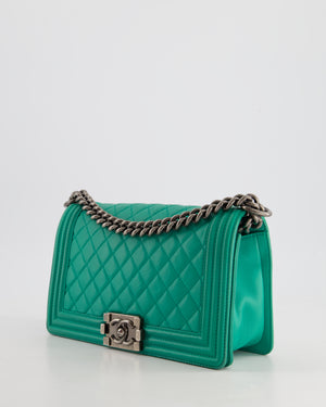 *HOT* Chanel Mint Green Medium Boy Bag in Calfskin Leather with Ruthenium Hardware