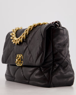 Chanel Black Large 19 Bag in Quilted Goatskin Leather with Mixed Hardware