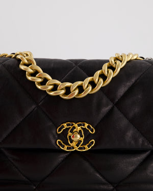 Chanel Black Large 19 Bag in Quilted Goatskin Leather with Mixed Hardware