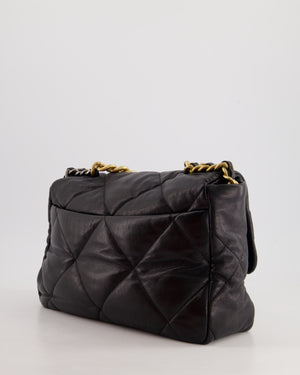 Chanel Black Large 19 Bag in Quilted Goatskin Leather with Mixed Hardware