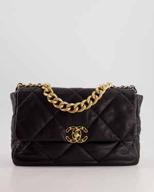 Chanel Black Large 19 Bag in Quilted Goatskin Leather with Mixed Hardware