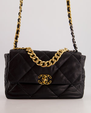 Chanel Black Large 19 Bag in Quilted Goatskin Leather with Mixed Hardware