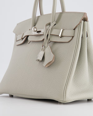 *FIRE PRICE* Hermès Birkin 25cm Retourne Bag in Gris Perle and Nata Interior Togo Leather with Palladium Hardware