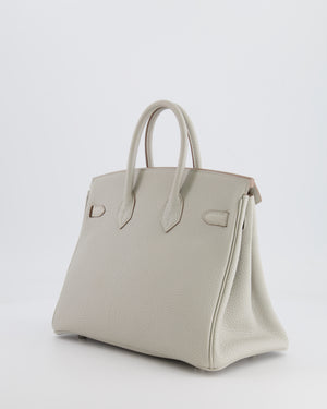 *FIRE PRICE* Hermès Birkin 25cm Retourne Bag in Gris Perle and Nata Interior Togo Leather with Palladium Hardware