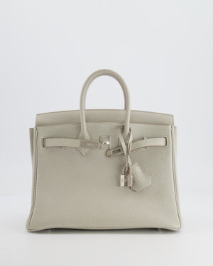 *FIRE PRICE* Hermès Birkin 25cm Retourne Bag in Gris Perle and Nata Interior Togo Leather with Palladium Hardware